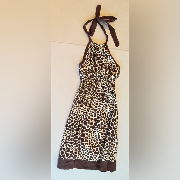 GUESS Y2K 90s Brown & Cream Giraffe Print Halter Dress Size Small - Picture 9 of 13